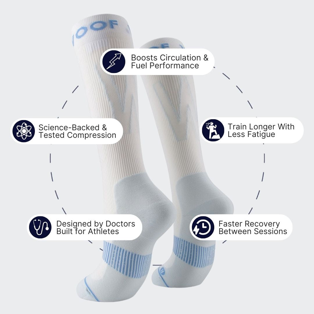 White & Blue Performance Compression Socks