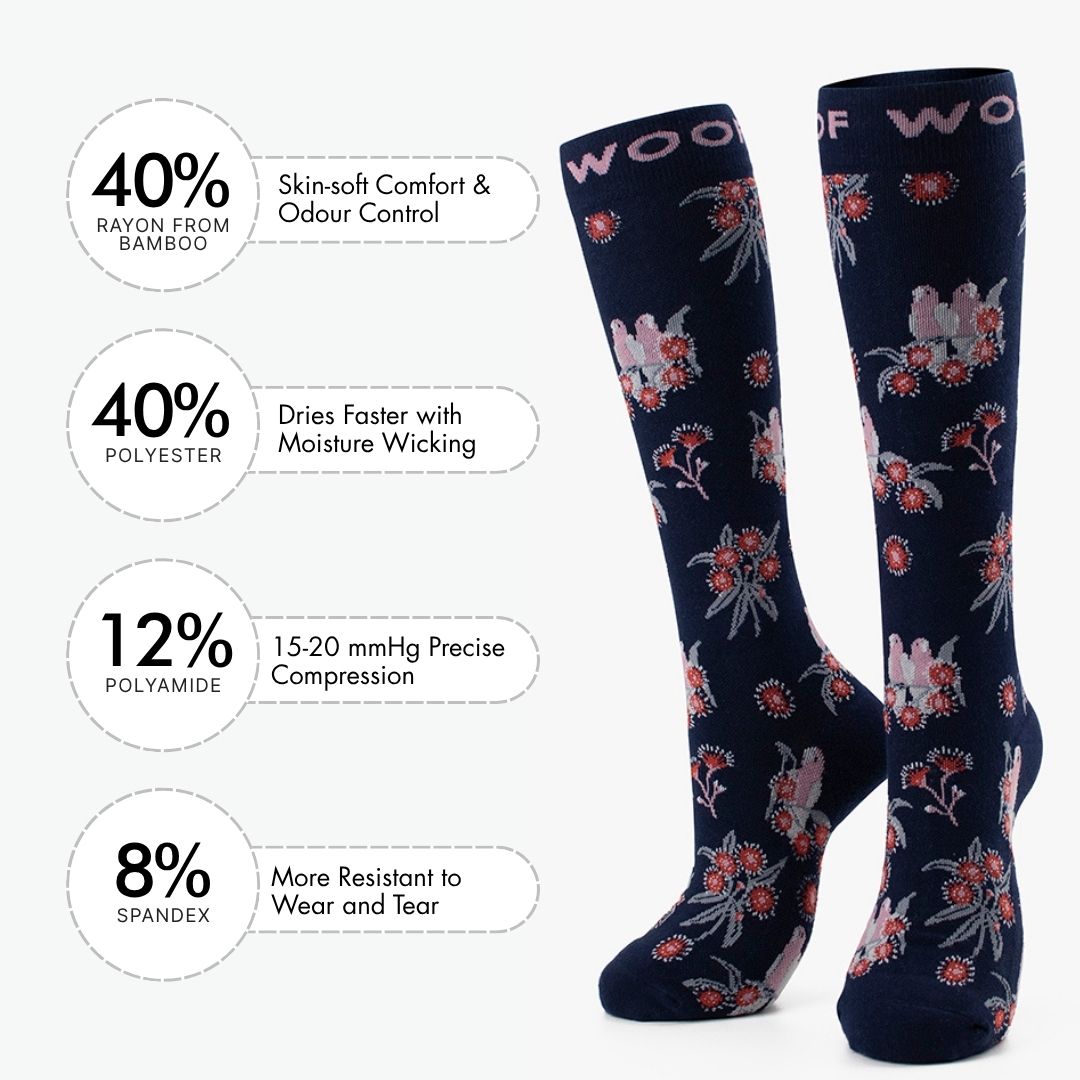 Australian Red Flowering Gum Bamboo Compression Socks