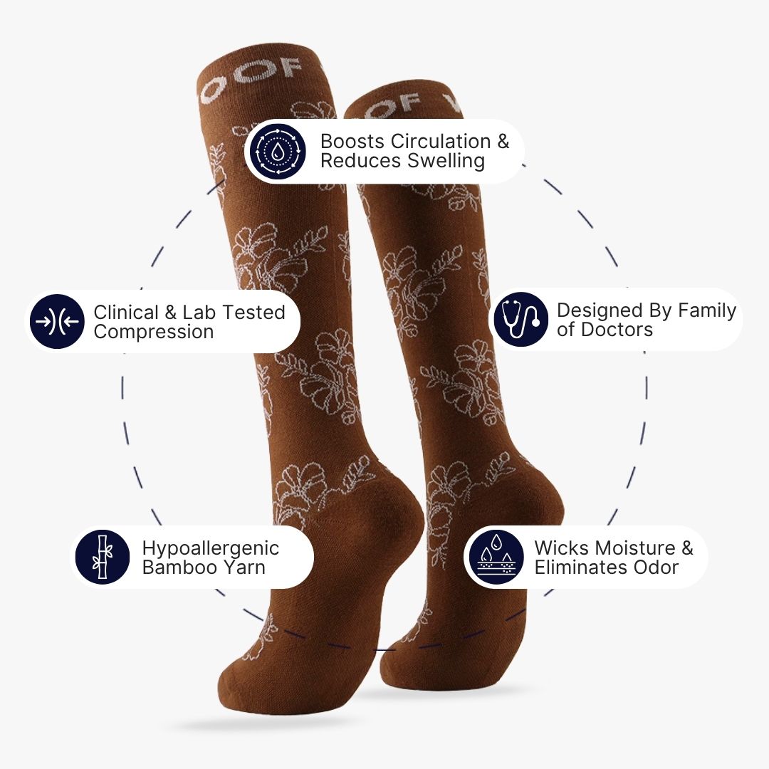 Pressed Flowers Bamboo Compression Socks