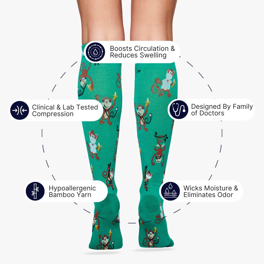 Monkeying Around Bamboo Compression Socks